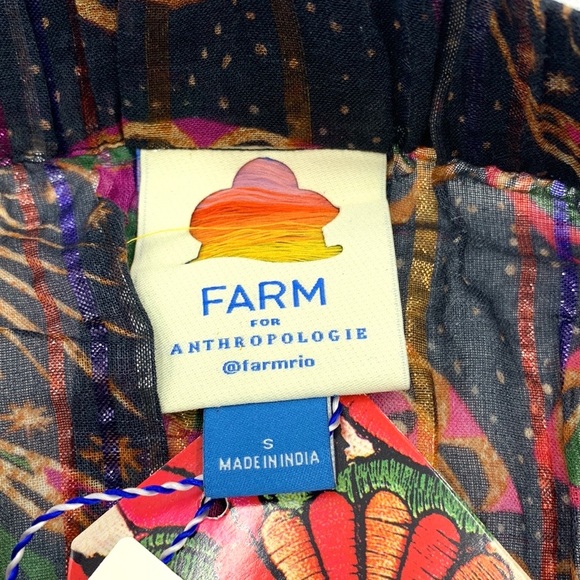 Farm Rio for Anthropologie Lurex Stripe Printed Pants Size Small - Picture 10 of 16